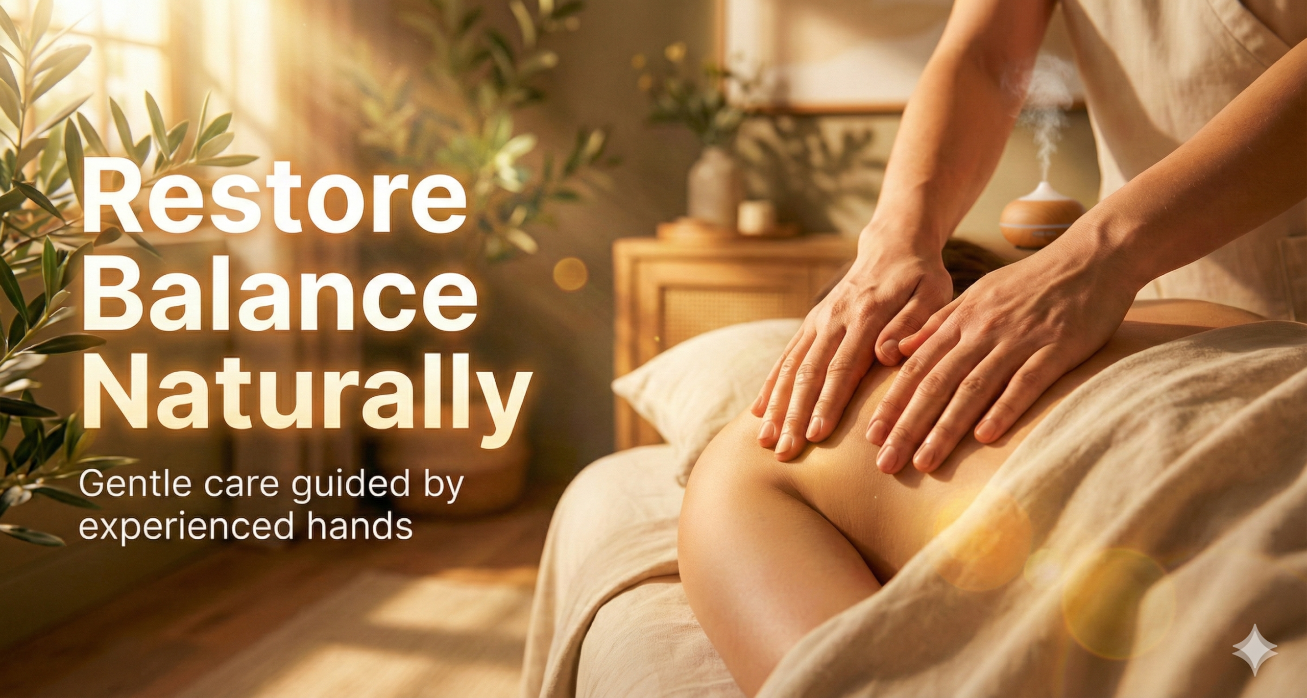 Female therapist gently applying natural healing pressure on shoulder