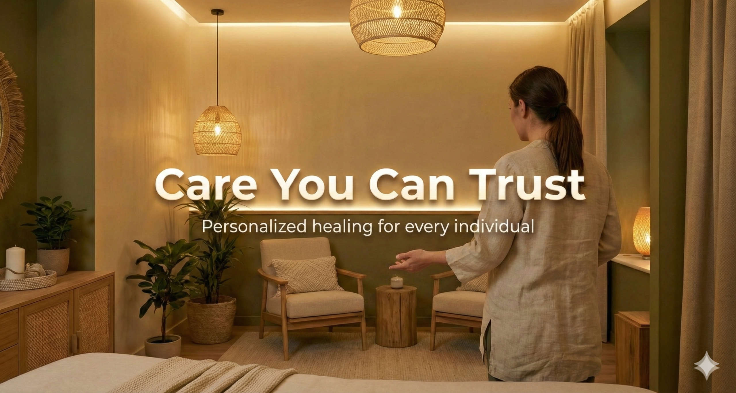 Warm and welcoming wellness clinic led by a female therapist