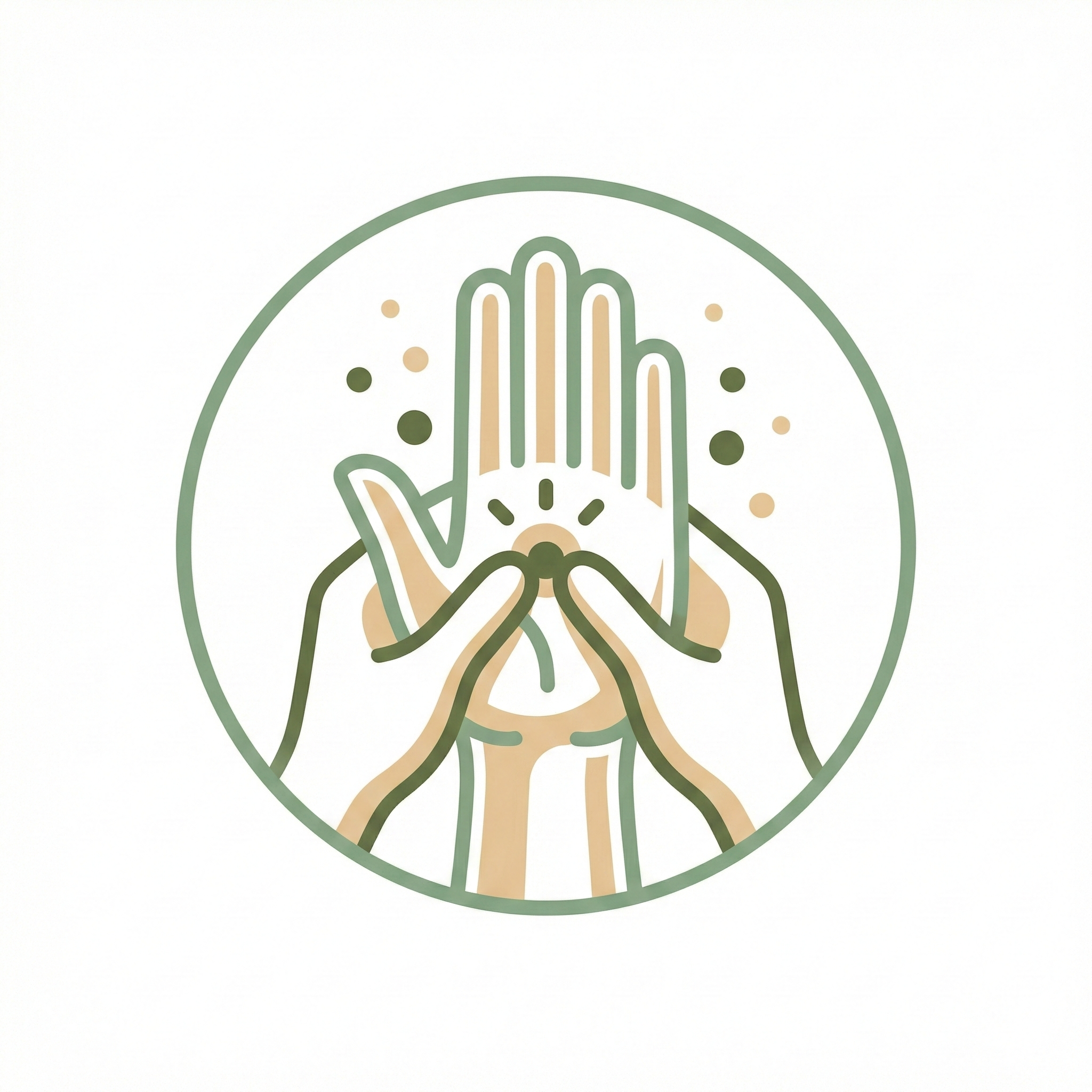Acupressure therapy logo showing hand pressure point healing icon