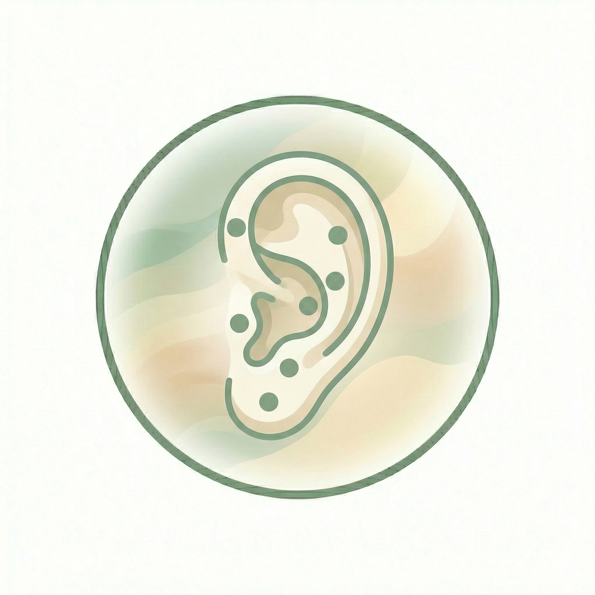 Auricular therapy logo showing ear pressure points diagram