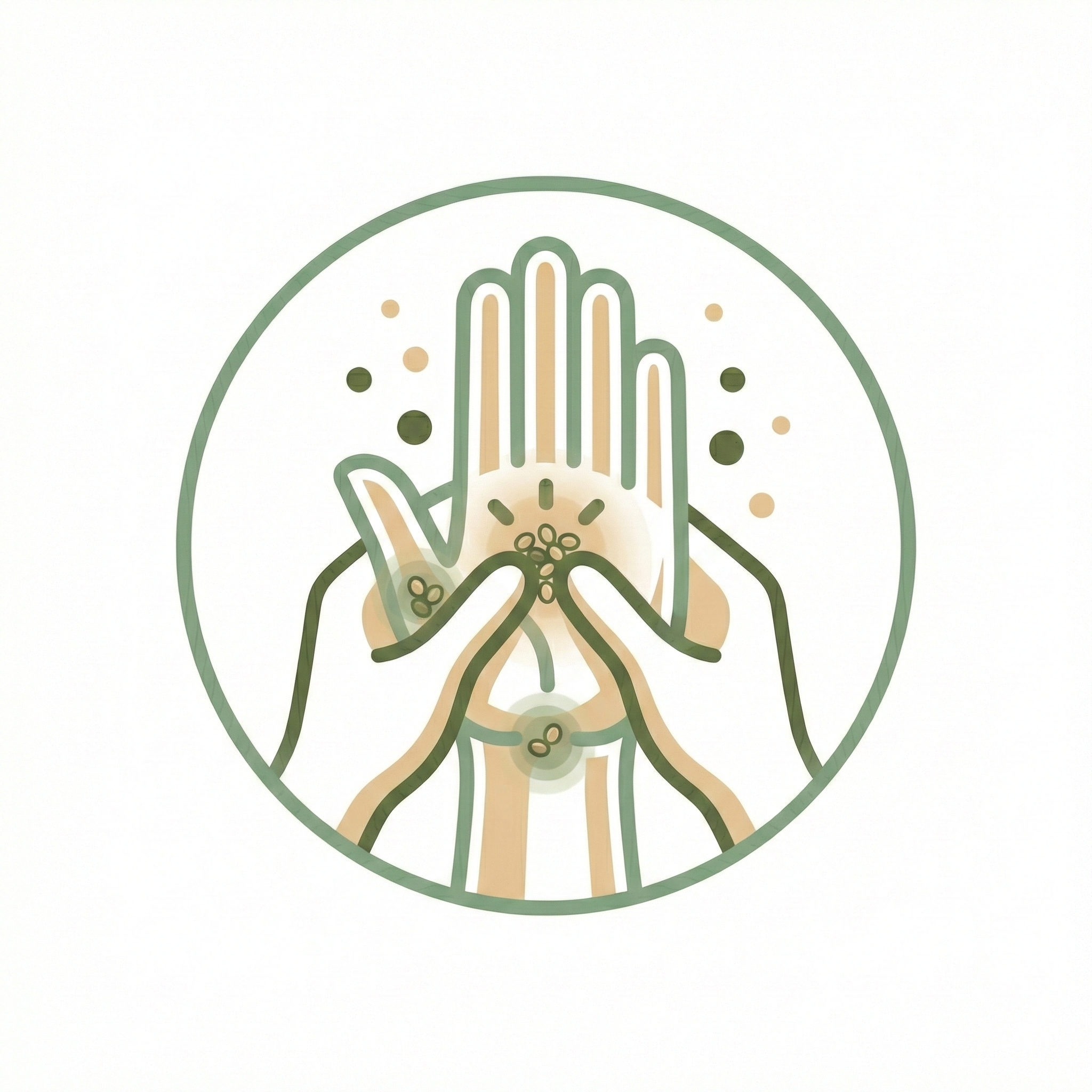Seed therapy logo with pressure points and natural healing seeds